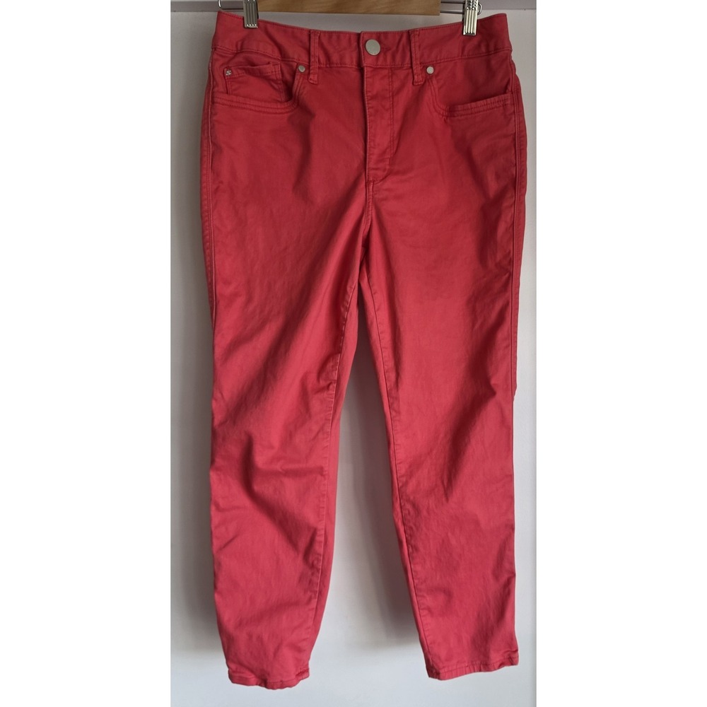 Seven 7 Women's Skinny Jeans Size 10 Red Solid Mid Rise Denim Pants Trousers